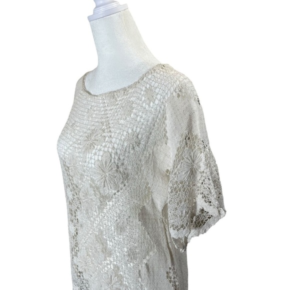 PLACE NATIONALE Antique French Cotton Crochet Lace Cover Up Midi Dress - Picture 7 of 10